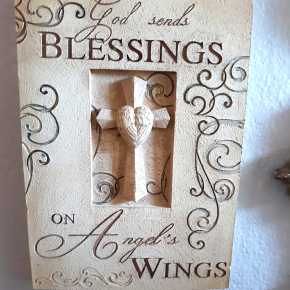 ARTISAN CERAMIC DISTRESSED WALL CROSS PLAQUE NEW! - Picture 4 of 4